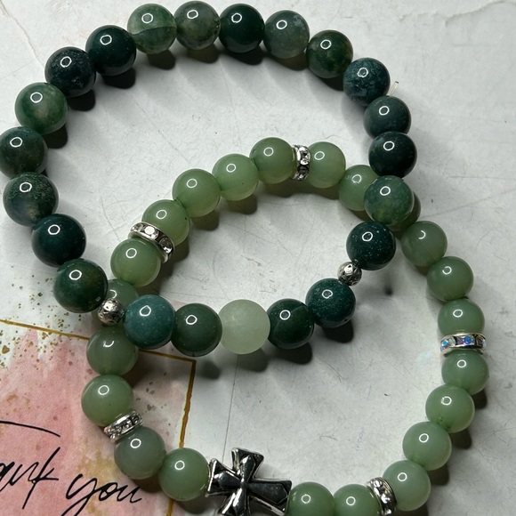Green Aventurine Stone Bracelet Set - Picture 3 of 3
